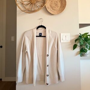GAP Cream Textured Button-Front Cardigan 100% Cotton